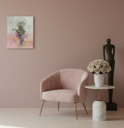 Modern interior with a white wall, chair, and decor items.